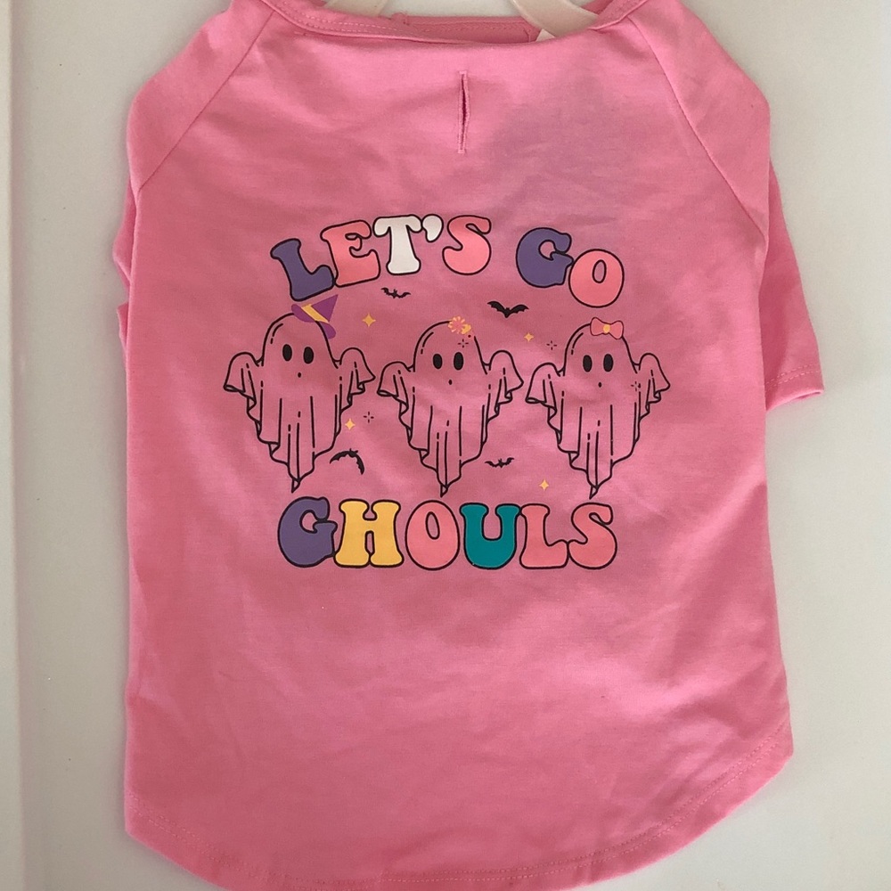 Halloween nwt Pink Let's Go Ghouls Graphic pet dog cat Tee size medium